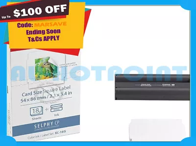 Canon KC-18IS 18xPack Square Stickers & Color Ink Set 54x86mm>SELPHY CP900/CP910 • $39.14